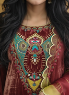 Velvet Suit With Organza Dupatta