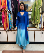 Luxurious Ombre Modal Satin Suit Set with Detailed Cut Dana