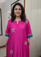 Vibrant Chanderi Suit with Multicolor Cutdana and Beads Work