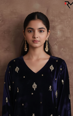 Opulent Silk Velvet Zardozi Attire