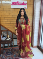 Velvet Suit With Organza Dupatta