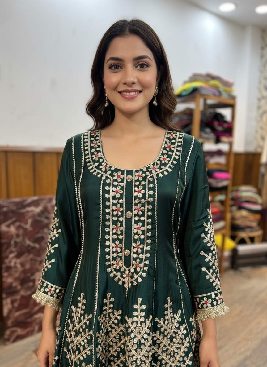 Contemporary Dhoti Style Crepe Kurta Set with Gota Embroidery