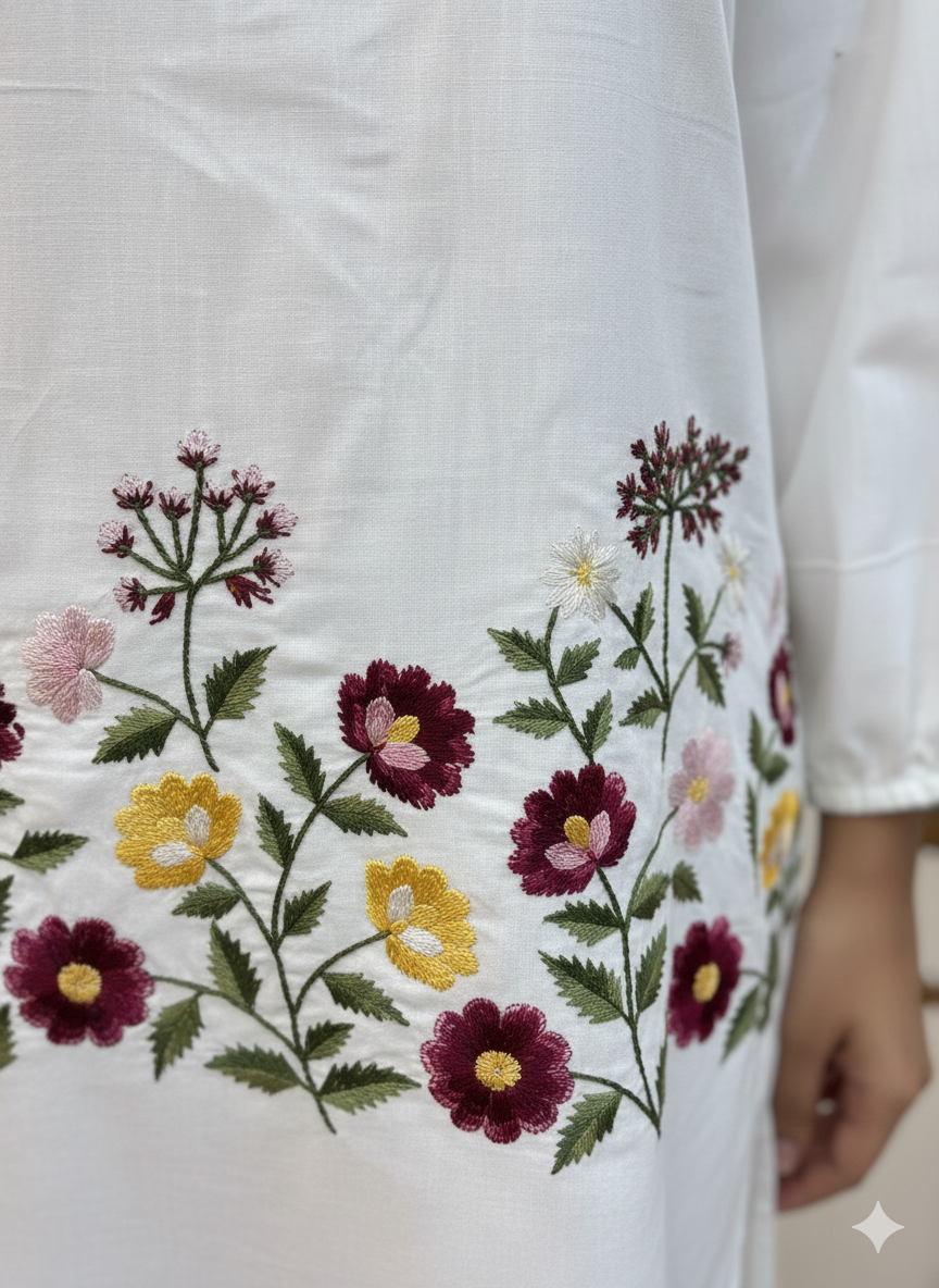 Cotton Linen Co-ord Set with Elegant Resham Handwork