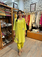 Crush Cotton Embroidered Suit Set with Resham Detailing