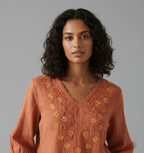 Malmal Cotton Co-Ord set featuring Intricate Resham Embroidery