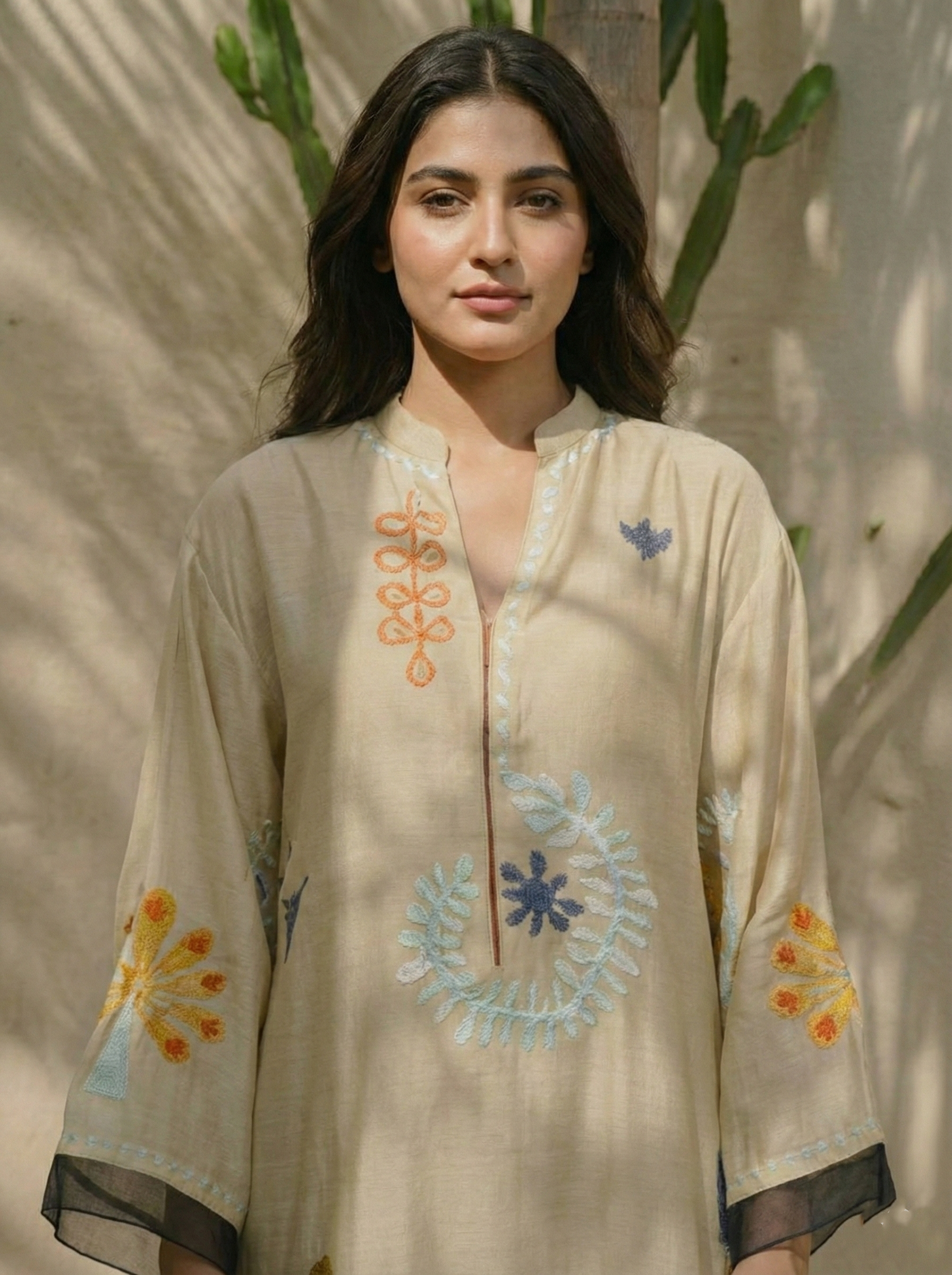 Cotton Suit with Resham Work and Comfortable Loose Pants