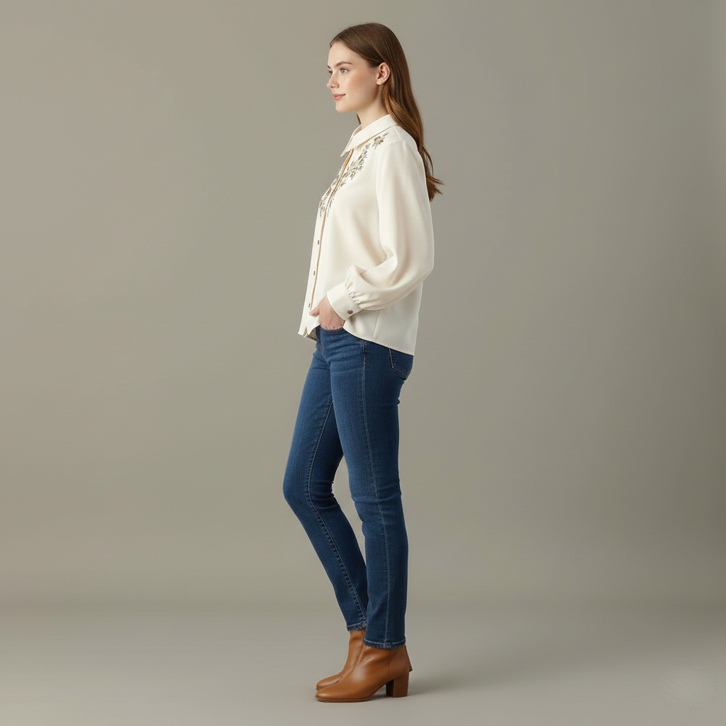 Luxurious Armani Satin Shirt with Resham Embroidery