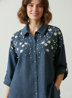 Ivory Glow Cotton Top with Resham & Pearl Work