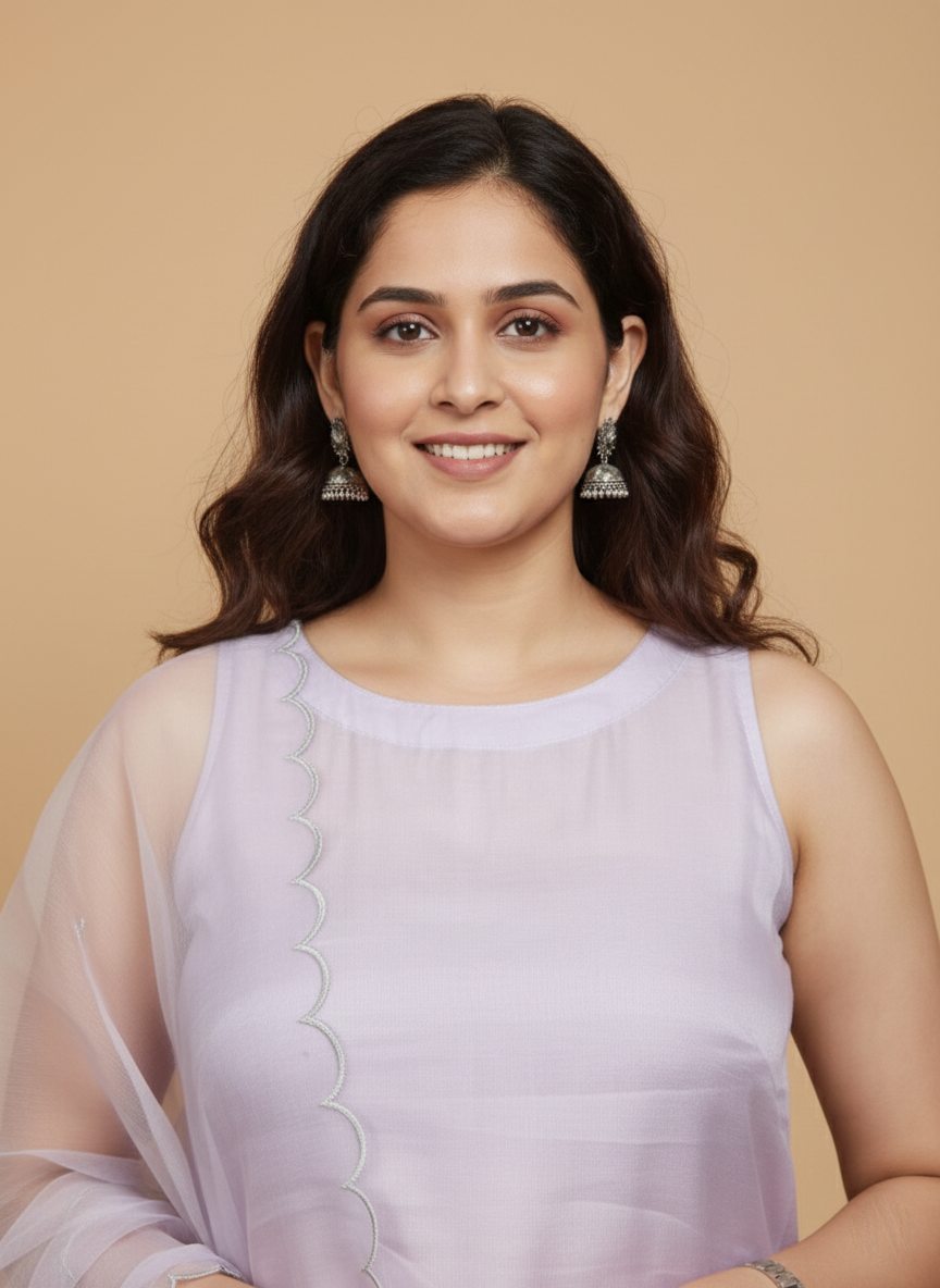 Organza Suit with Luxurious Zari Work Embroidery