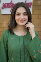 Emerald Green Minimal Embroidered Kurta Set