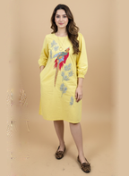 Cotton Linen Dress with Elegant Resham Thread Work