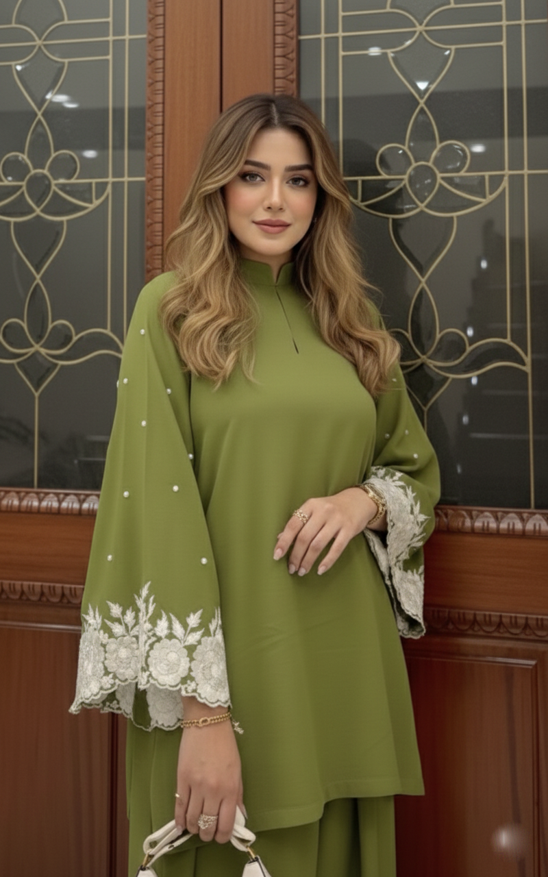 Cotton Suit with Resham Embroidery and Cut Work