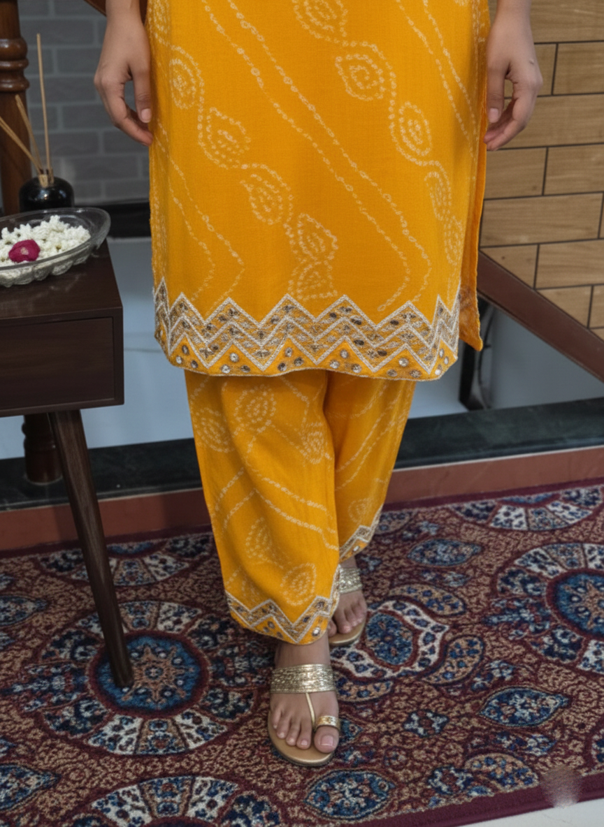 Sparkling Georgette Ensemble with Mirror and Beads Work