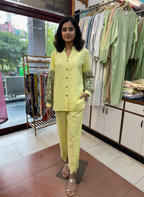 Linen Co-Ord Set with Intricate Resham and Cut Work