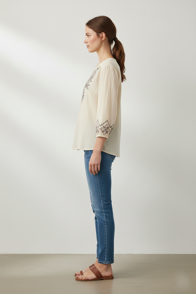 Artisanal Resham Work Cotton Top