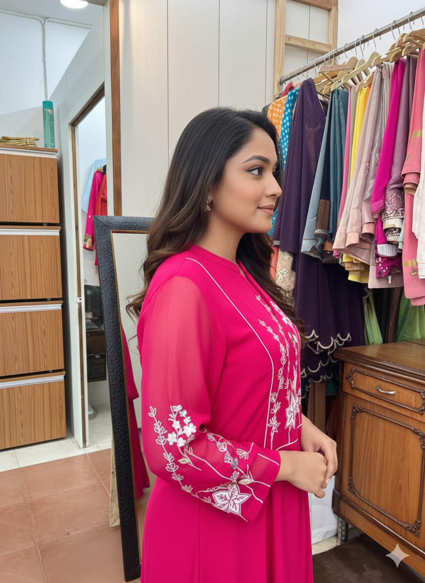 Exquisite Georgette Suit with Intricate Resham Embroidery