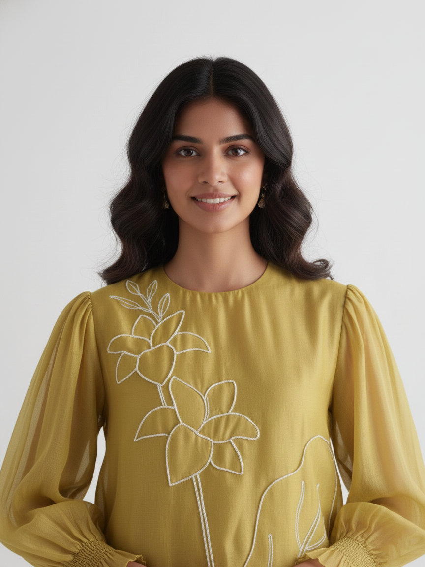 Exquisite Chanderi Suit with Intricate Appliqué Work