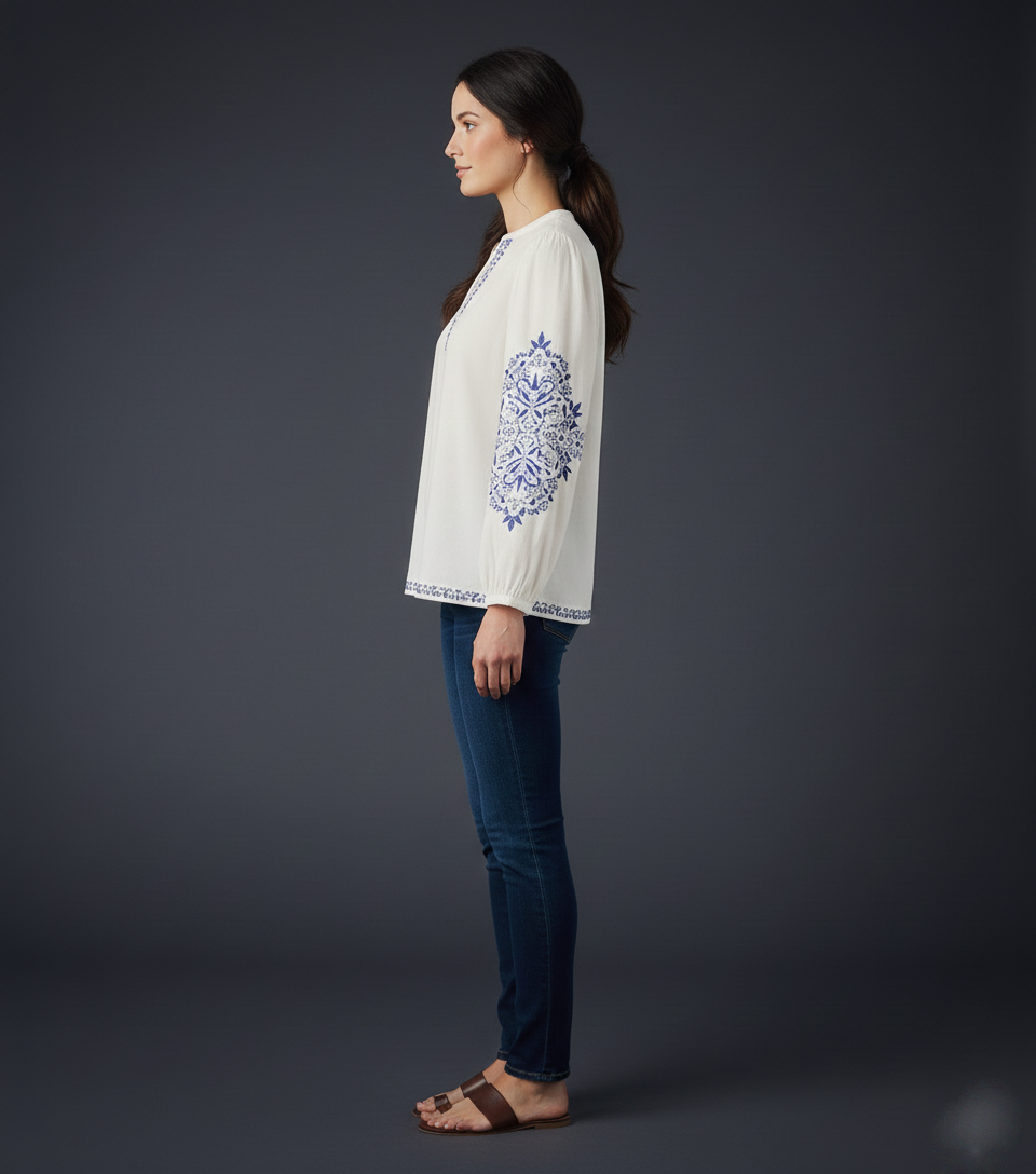 Resham Embroidered Cotton Top