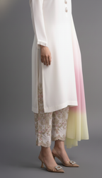 Luxurious Chanderi Dress Material featuring Zardozi Embellishment