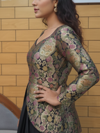 Embroidered Brocade Skirt with Jacket