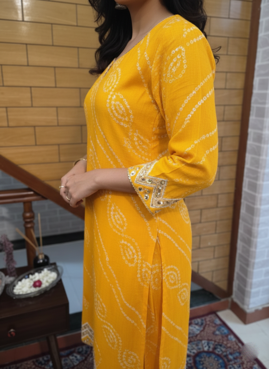 Sparkling Georgette Ensemble with Mirror and Beads Work