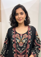 Resham Embroidered Raw Silk Jacket Blouse and Pants Set