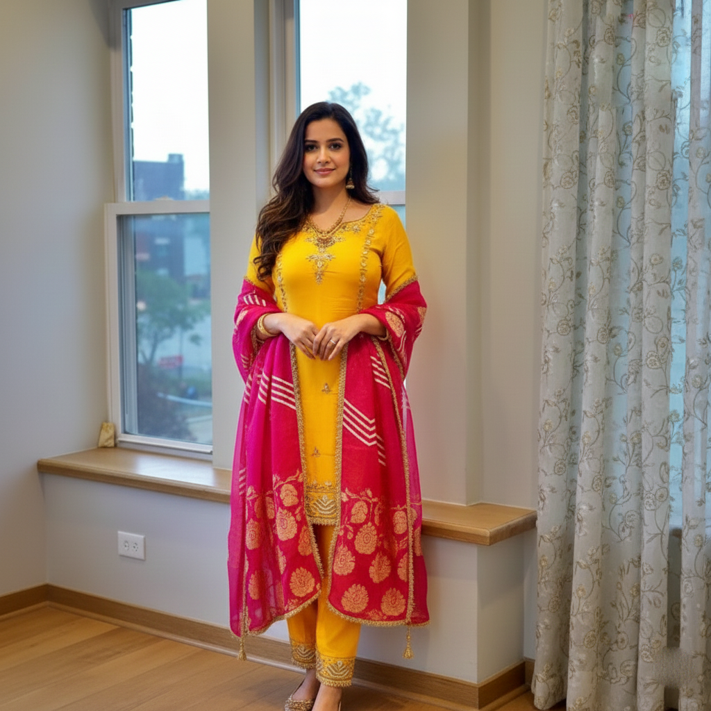 Classic Crepe Fabric Salwar Kameez Featuring Zardozi Embroidery