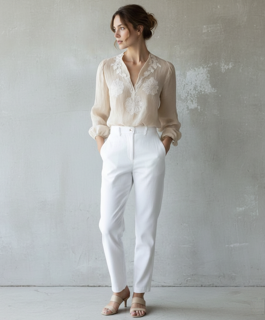 Resham Embroidered Cotton Malmal Shirt