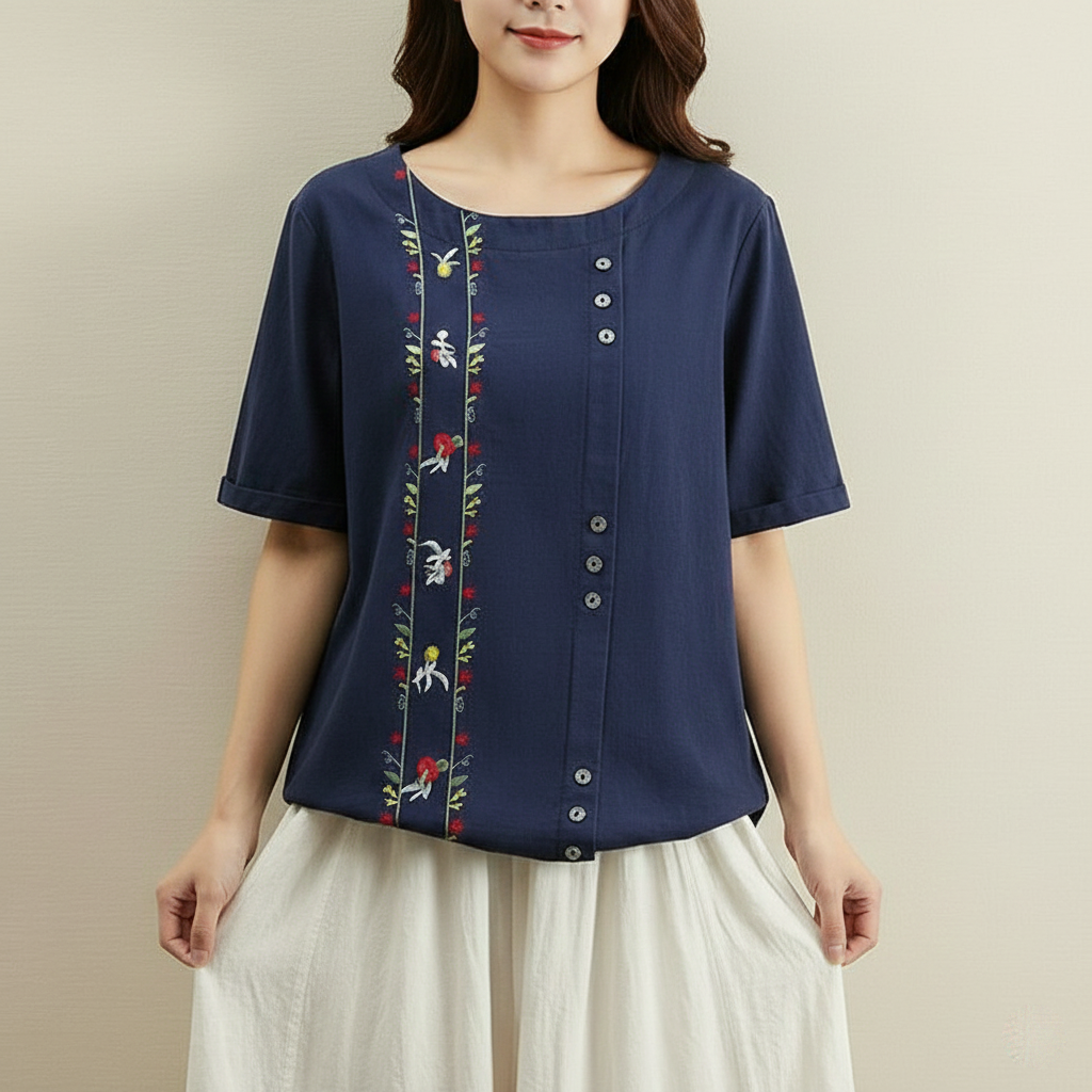 Cotton Top with Elegant Resham Work Embroidery