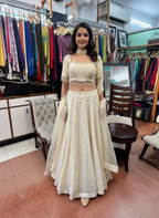 Embroidered Georgette Skirt & Blouse Set with Contrast Ban Dupatta