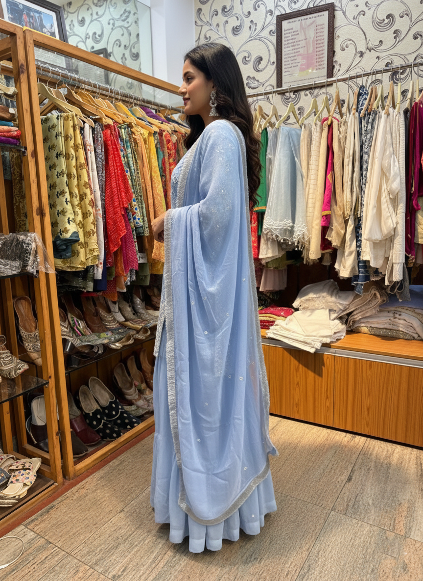 Pearl and Cutdana Embellished Georgette Suit Set