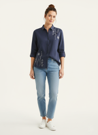 Breathable Cotton Shirt with Floral Resham Detailing