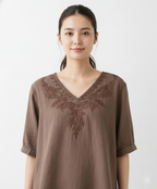 Lightweight Cotton Top Featuring Intricate Resham Embroidery