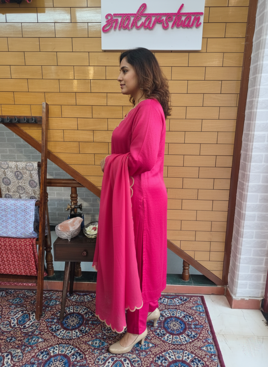 Shimmering Tissue Silk Suit with Intricate Cutdana and Sequin Embroidery