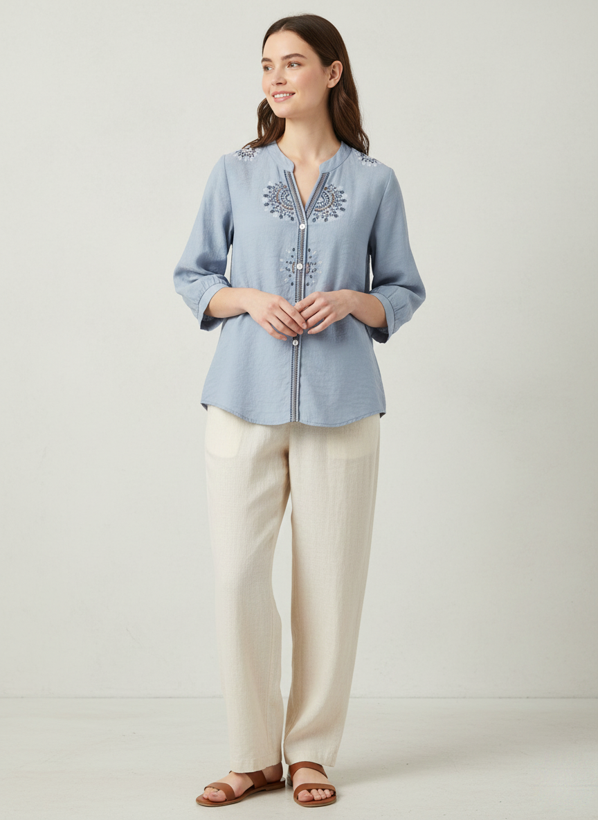 Resham Embroidered Cotton Casual Top