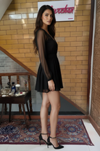 Midnight Black Embellished V-Neck Mini Dress