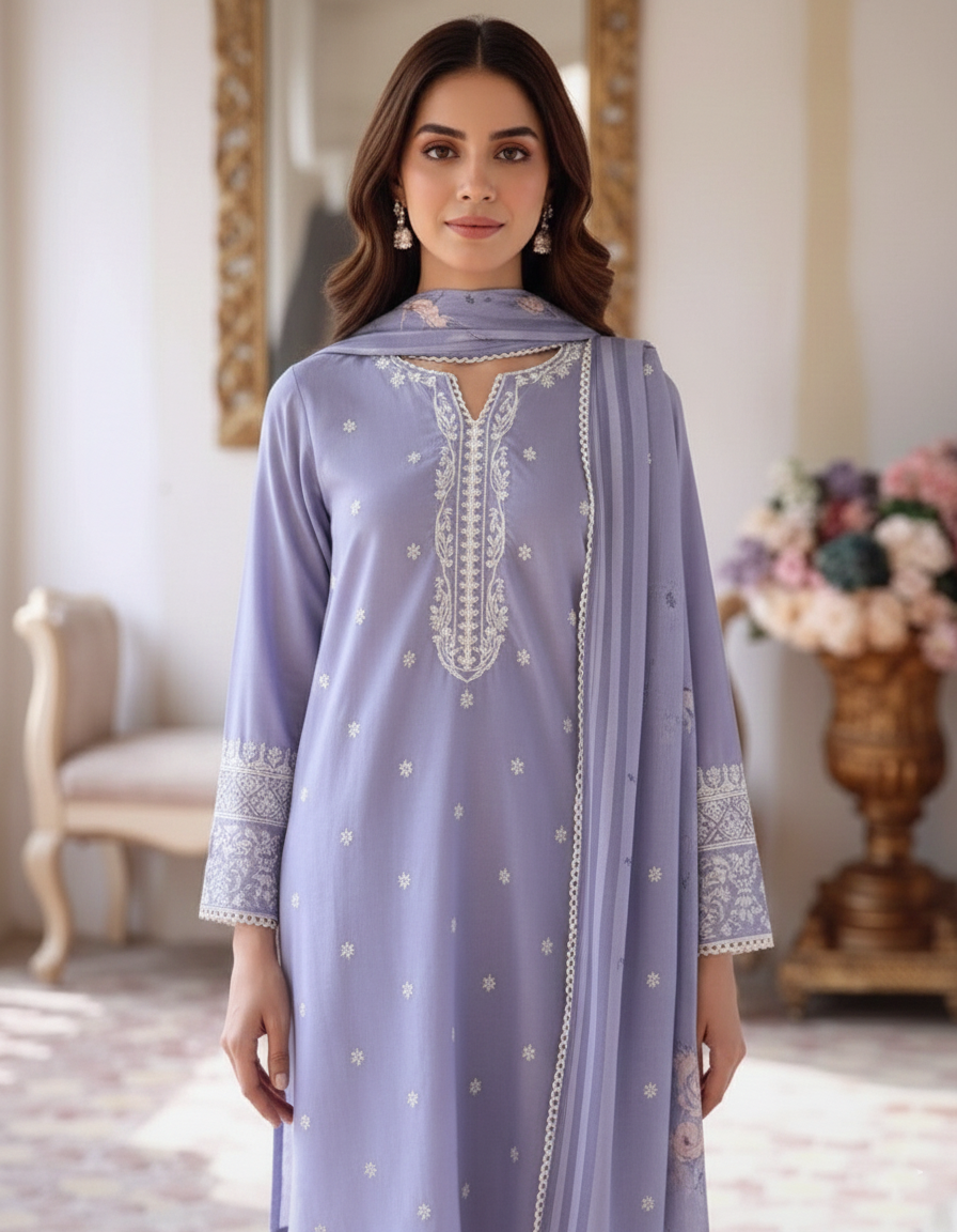 Pure Cotton Dress Material with Resham Work