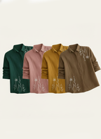 Breathable Cotton Shirt with Floral Resham Detailing