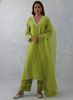 Modal Cotton Suit with Scalloped Organza Dupatta
