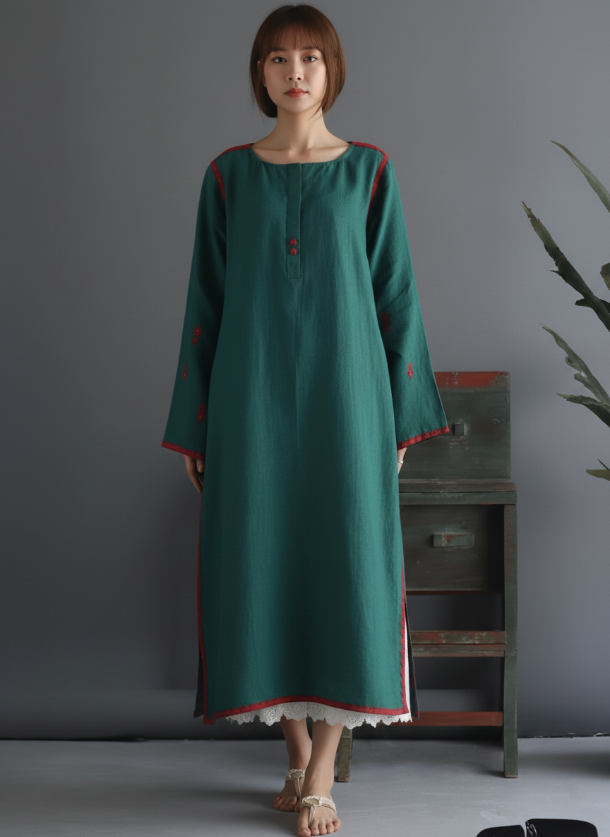 Pure Silk A-Line Suit with All-Over Resham Work