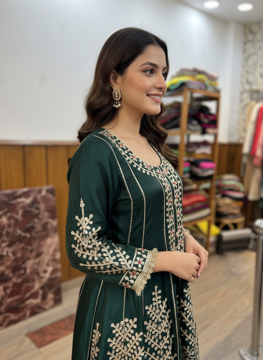 Contemporary Dhoti Style Crepe Kurta Set with Gota Embroidery