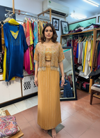 Embroidered Georgette Jacket, Blouse & Skirt Set with Sequence and Beads Work