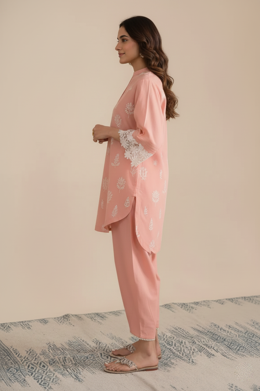 Cotton Suit with Cut Work and Resham Embroidery