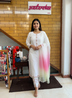 Silk Suit with Ombre Dupatta, Embellished with Zardozi & Pearl Work