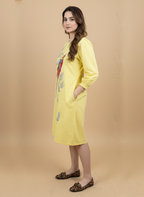 Cotton Linen Dress with Elegant Resham Thread Work