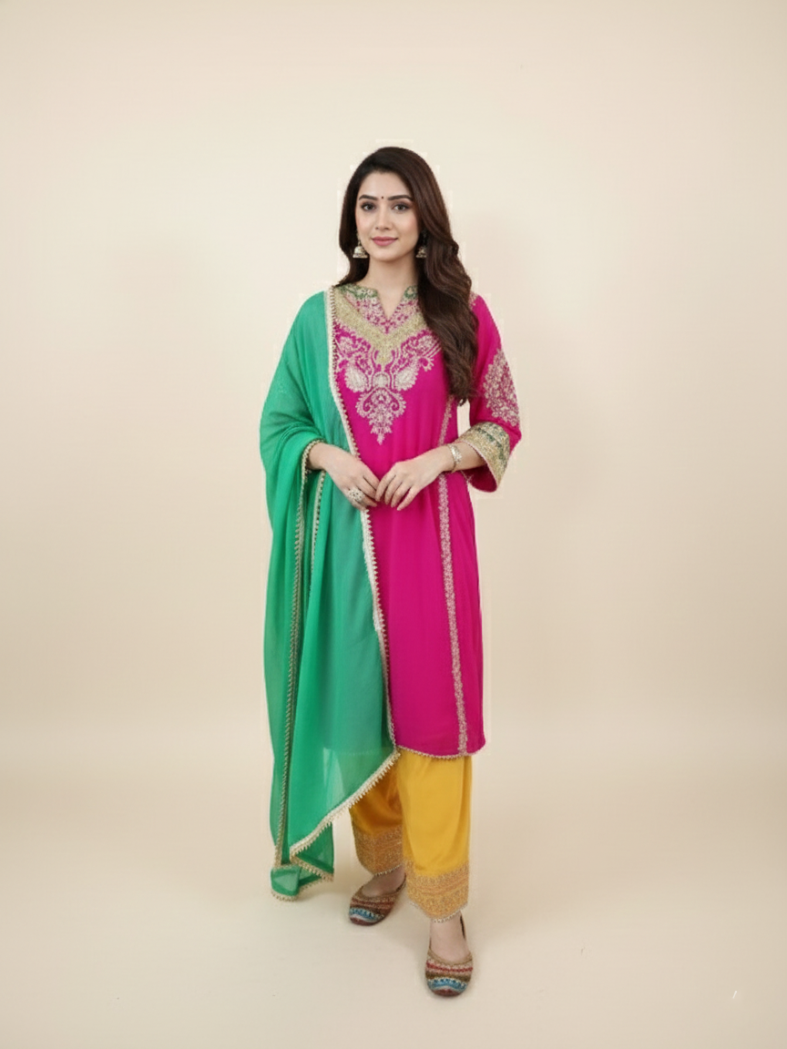 Crepe Kali Suit with Elaborate Zardozi Work