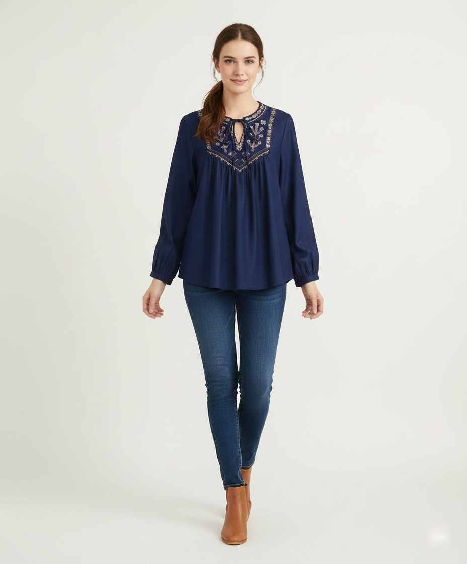 Casual Cotton Tunic Featuring Resham Work