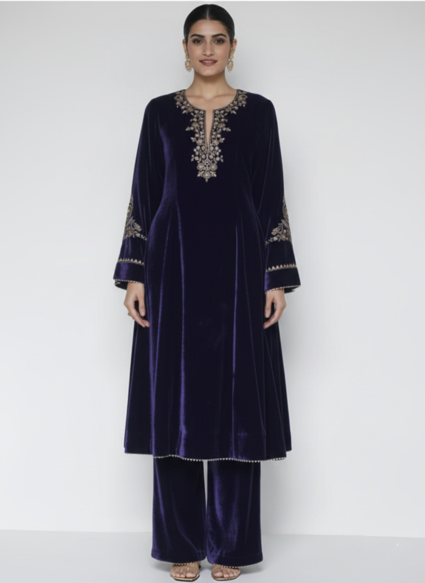 Heirloom Zardozi Silk Velvet Attire