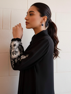 Banana Crepe Co-ord Set with Applique and Bead Work