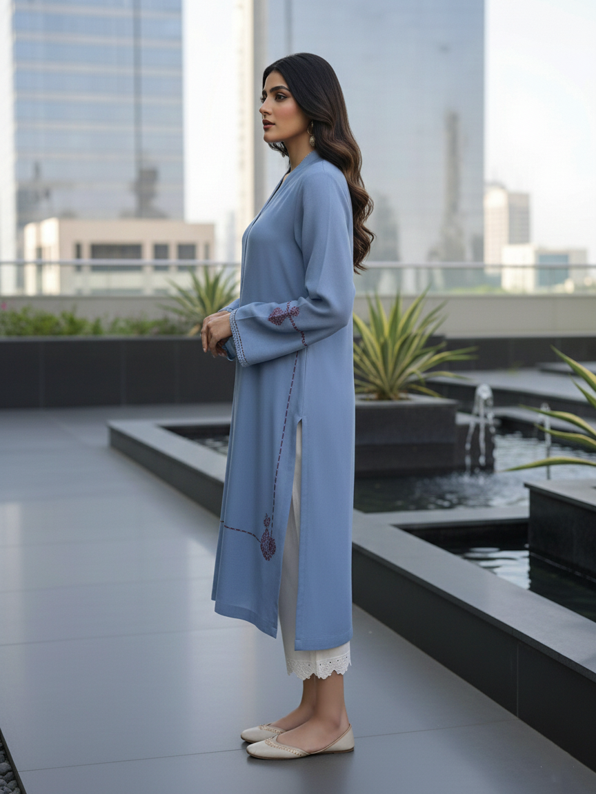 Resham Radiance: Elegant Cotton Suit Ensemble